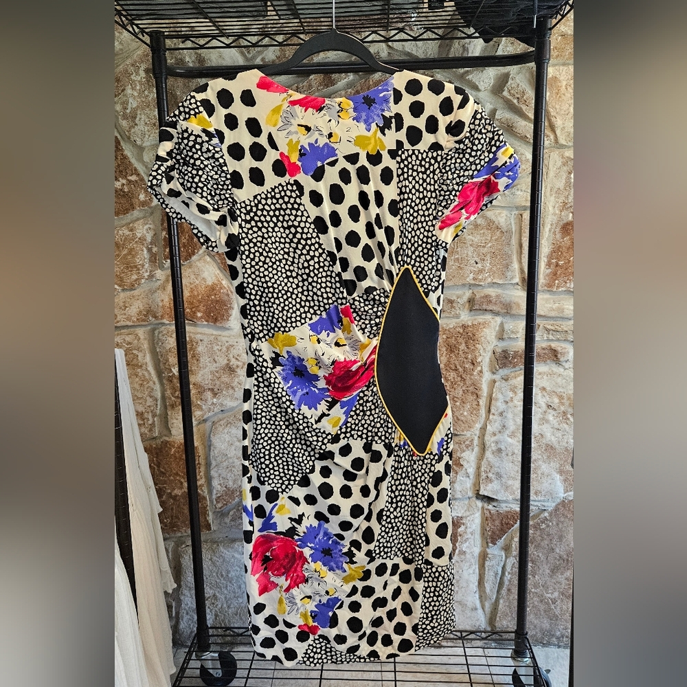Vintage Silk Floral Patchwork Dress By George Gross